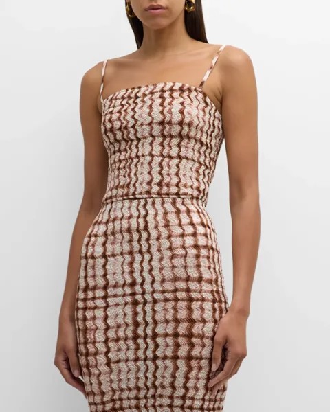 Укороченный топ со сборками в клетку Statement DOROTHEE SCHUMACHER, цвет 074 - Brown And Rose Check