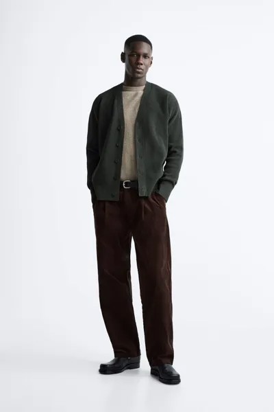 Фактурный кардиган из синели ZARA, зеленый