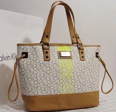 НОВАЯ большая сумка-тоут с логотипом Calvin Klein, белая, серая, неоново-желтая, коричневая, большая сумка-кошелек