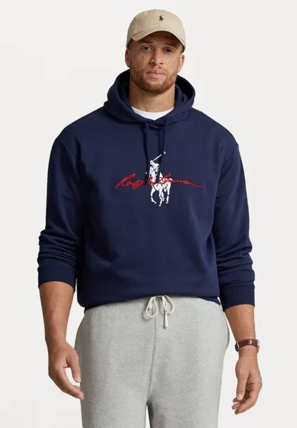 Толстовка с капюшоном ДЛИННЫЙ РУКАВ Polo Ralph Lauren Big & Tall, круизный темно-синий