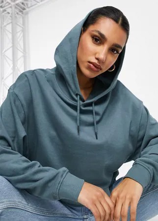 Худи бойфренда в стиле oversized из органического хлопка темно-серого цвета ASOS DESIGN-Серый