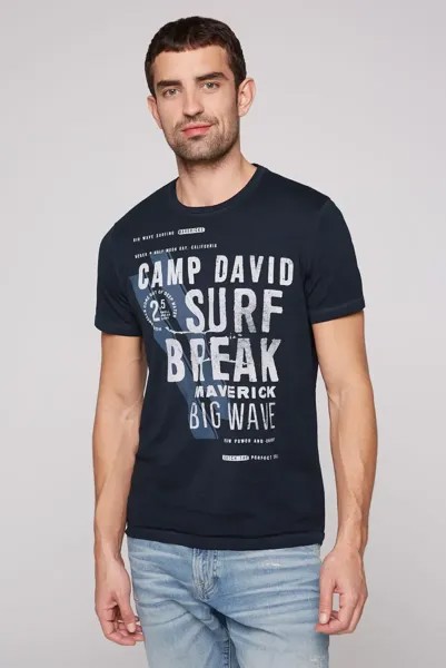 Рубашка CAMP DAVID с круглым вырезом, хлопок, синий