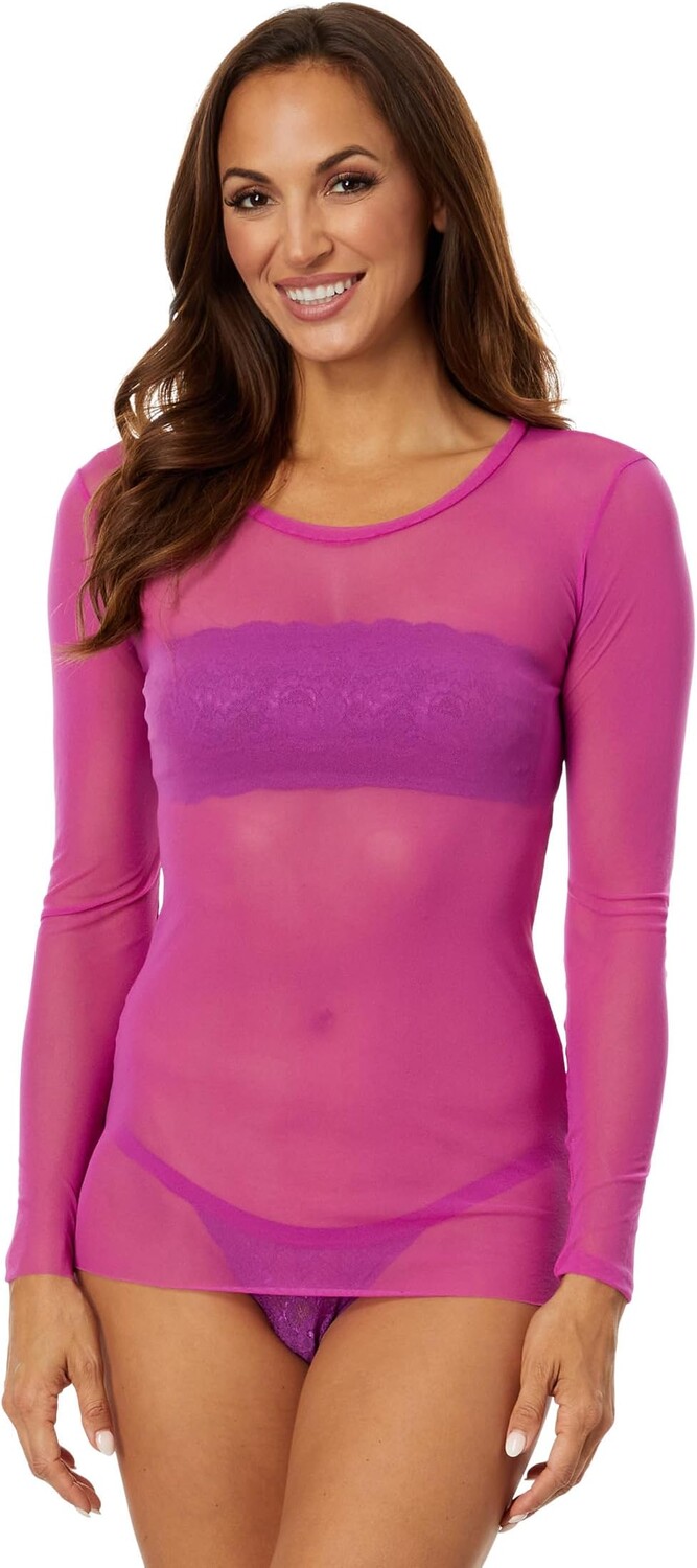 Топ Only Hearts Tulle Long Sleeve Crew Neck, цвет Wild Rose