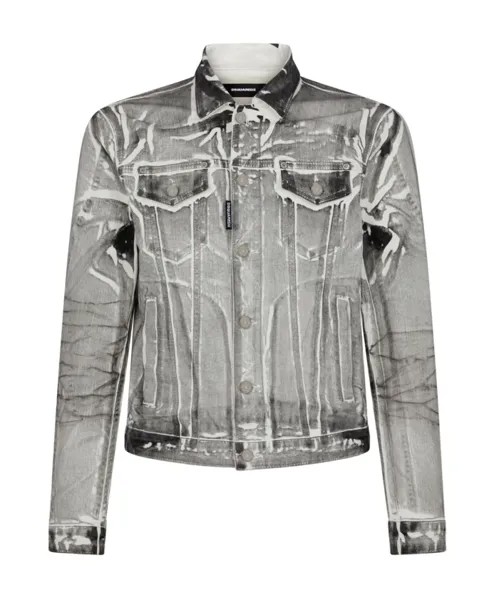 Джинсовая куртка с рваным эффектом Dsquared2, серый