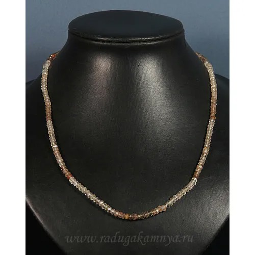 Бусы, агат, длина 48 см, белый, желтый