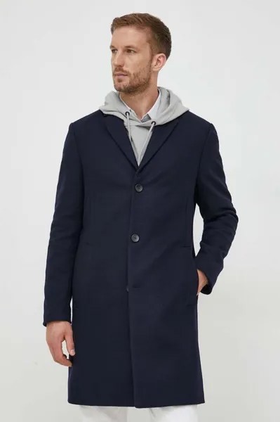 Шерстяное пальто Calvin Klein, темно-синий