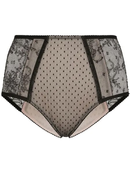 Dolce & Gabbana кружевные трусы-брифы с завышенной талией, нейтральный цвет