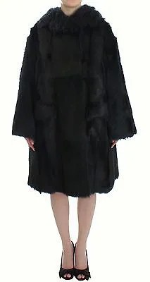 DOLCE - GABBANA Пальто Черная длинная куртка из овчины из козьего меха IT40/US6/ S Рекомендуемая розничная цена 17 000 долларов США