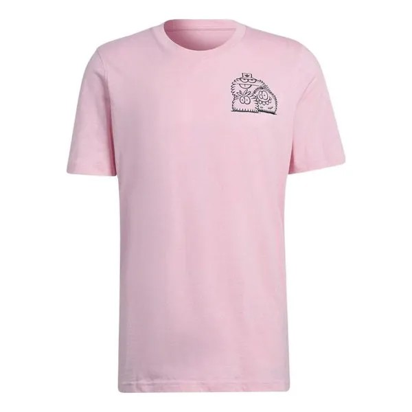 Футболка Adidas originals Cartoon Printing Casual Round Neck Short Sleeve Pink T-Shirt, Розовый