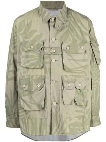Engineered Garments куртка-рубашка Explorer с принтом, зеленый