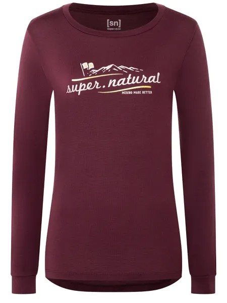 Лонгслив super.natural Merino, цвет weinrot