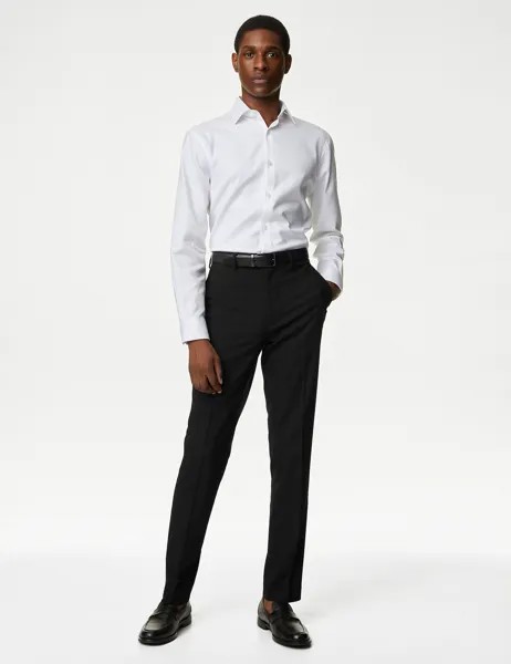 Эластичные брюки узкого кроя с плоской передней частью Marks & Spencer, черный