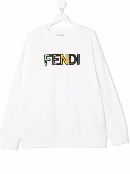 Fendi Kids толстовка с нашивкой-логотипом