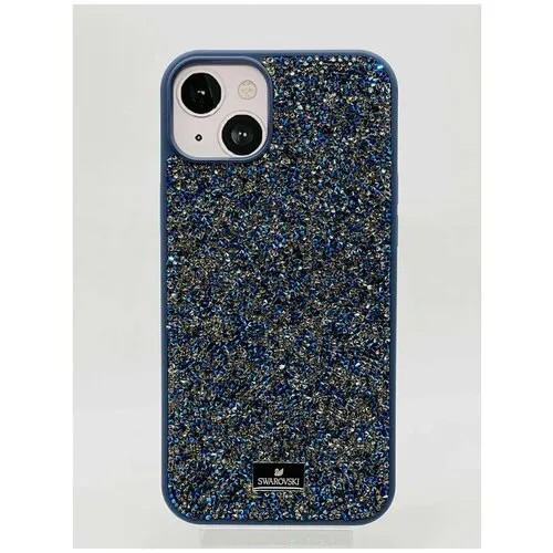 Чехол Swarovski для iPhone 14 темно-синий