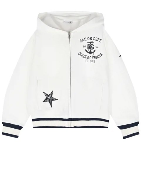 Белая спортивная куртка со звездами из пайеток Dolce&Gabbana детская