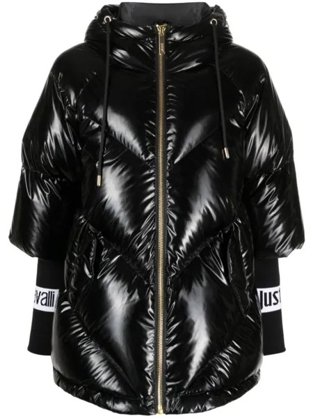 Just Cavalli пуховик с капюшоном и логотипом, черный