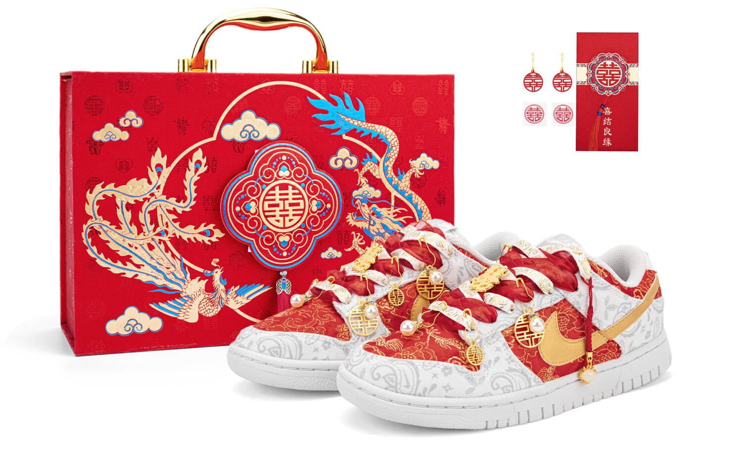 Кроссовки Nike Dunk Skateboarding Shoes Unisex Low-top White/Gold/Red, красный