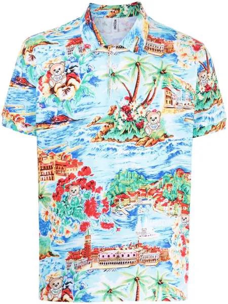 Moschino рубашка поло с принтом