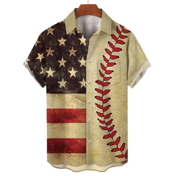 Мужская бейсбольная рубашка с гавайским принтом американского флага