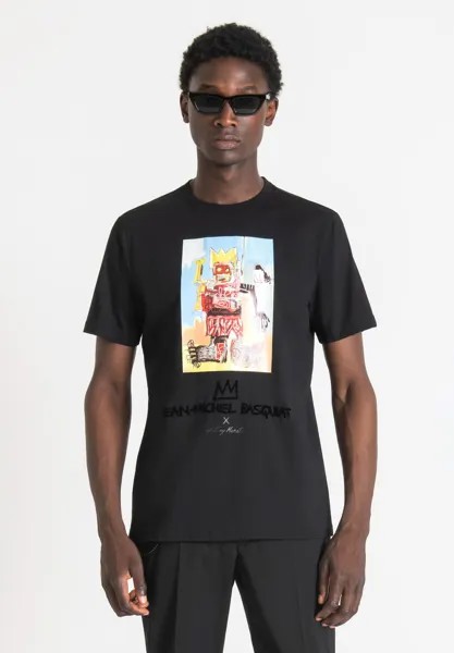Футболка с принтом Regular Fit T-Shirt With Basquiat Print Antony Morato, черный