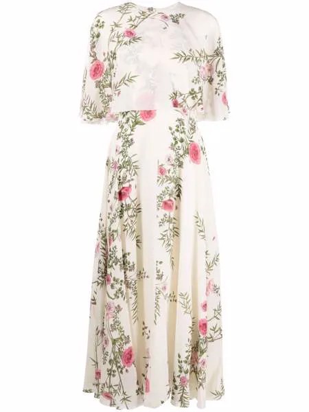 Giambattista Valli шелковое платье макси с цветочным принтом