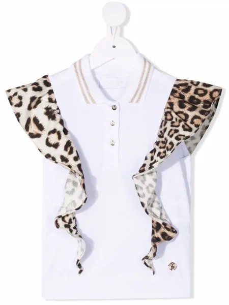 Roberto Cavalli Junior Рубашка-поло с логотипом и принтом Leopard