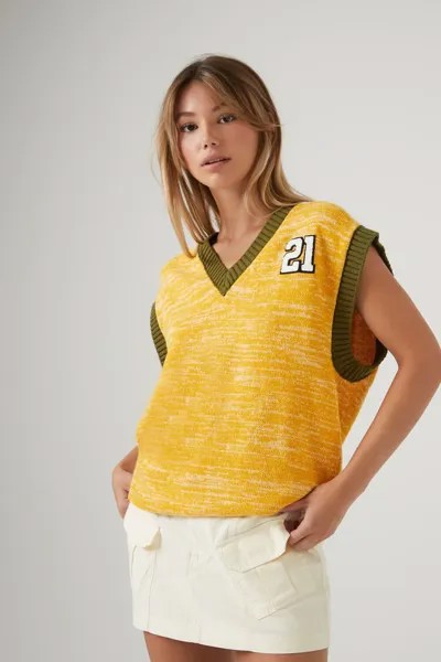 Свитер с цветными блоками Marled, жилет Forever 21, желтый