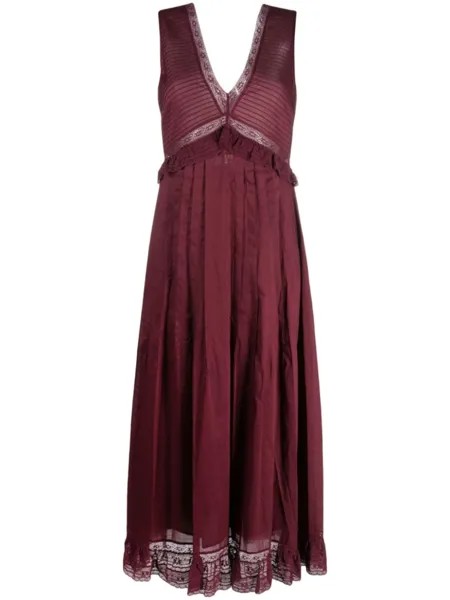 See by Chloé платье миди с V-образным вырезом, розовый