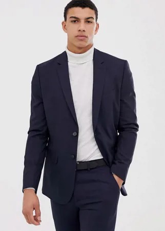 Темно-синий приталенный пиджак New Look