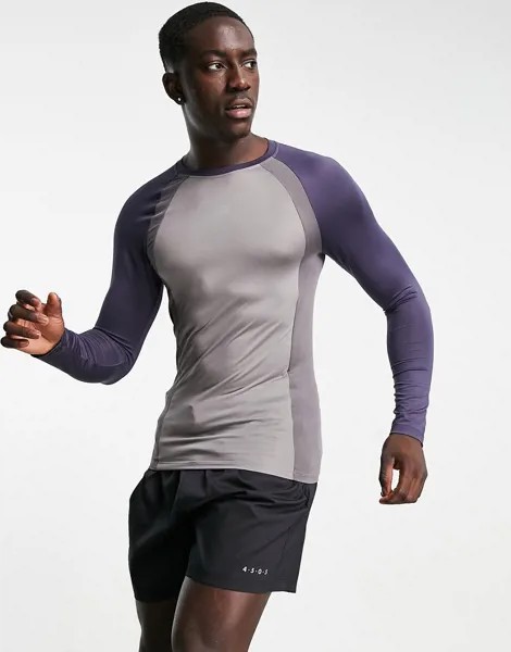 Обтягивающий спортивный лонгслив с контрастными вставками ASOS 4505-Черный цвет
