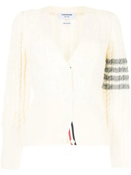Thom Browne cable-knit four-stripe cardigan
