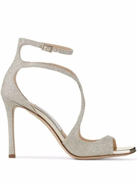 Jimmy Choo босоножки Azia 95 с блестками, серебристый