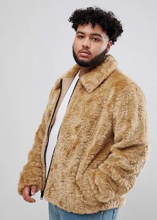 Коричневая шуба из искусственного меха в стиле вестерн ASOS DESIGN Plus-Коричневый