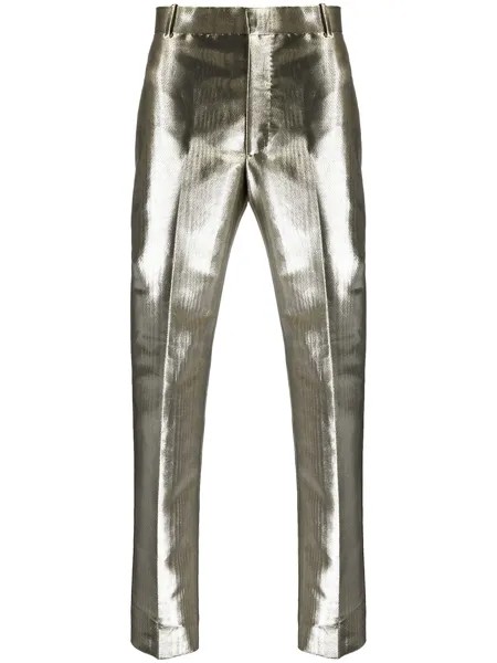 Alexander McQueen строгие брюки с эффектом металлик