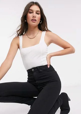 Кремовая майка-боди с квадратным вырезом ASOS DESIGN Tall-Белый