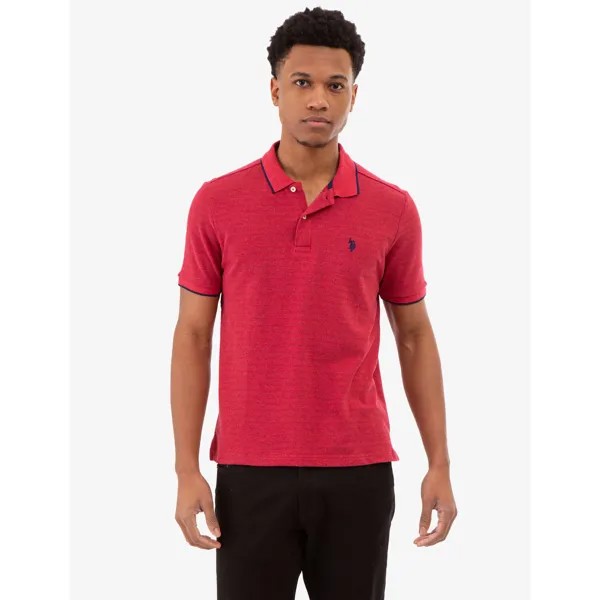 Футболка-поло U.S. Polo Assn Jacquard marled stripe, красный