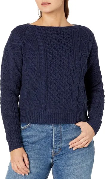Свитер LAUREN Ralph Lauren Petite Aran-Knit Cotton Boatneck Sweater, цвет French Navy