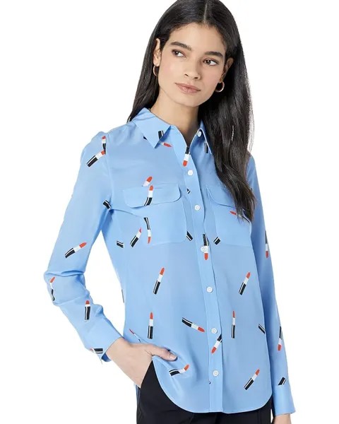 Блуза EQUIPMENT Slim Signature Blouse, цвет Della Robia Blue/Multi