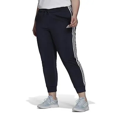Женские брюки adidas Plus Size Essentials Утепленные зауженные спортивные брюки с 3 полосками