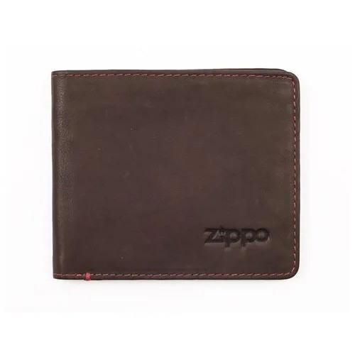Портмоне Zippo, коричневое, натуральная кожа, 11x1,5x10 см,