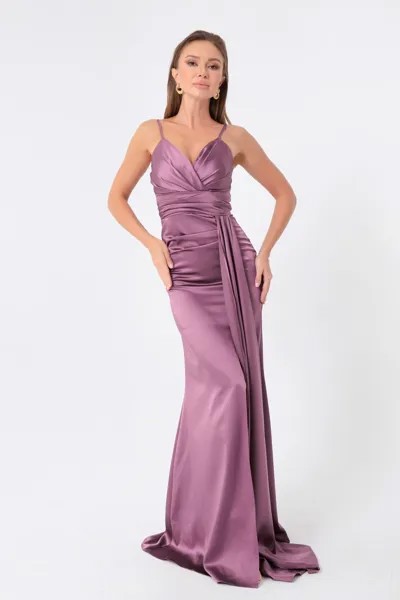 Женское длинное атласное вечернее платье и выпускное платье на бретельках лавандового цвета Lafaba, фиолетовый