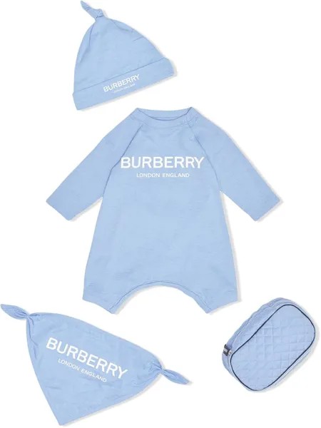 Burberry Kids комплект из ромпера, шапки, нагрудника и несессера
