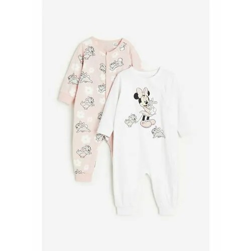 Пижама  H&M, размер 74, розовый, белый