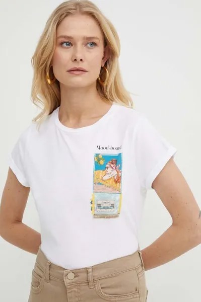 Хлопковая футболка Marella, белый