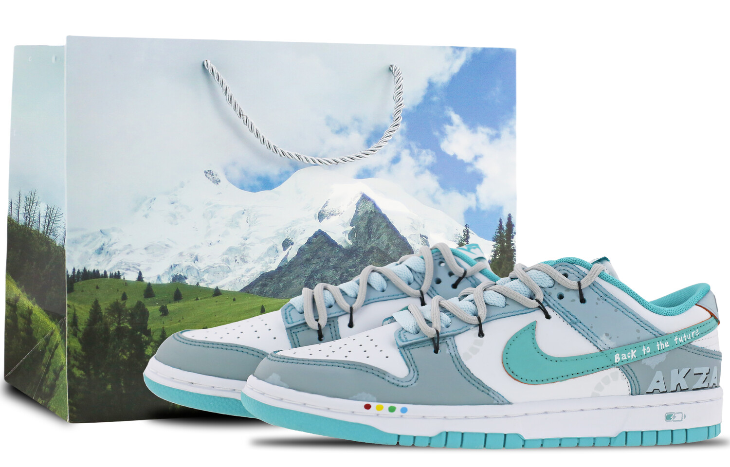Кроссовки Nike Dunk Skateboarding Shoes Unisex Low-top White, зеленый