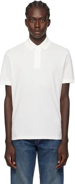Кремового цвета рубашка-поло с вышивкой Emporio Armani