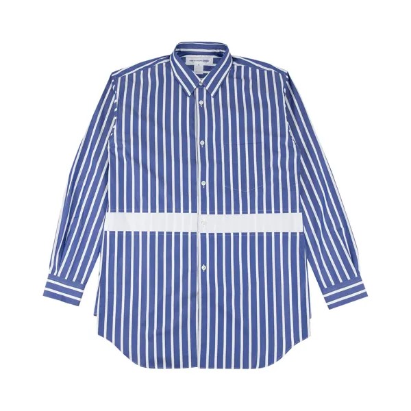 Comme des Garçons SHIRT Полосатая рубашка с длинными рукавами синего цвета
