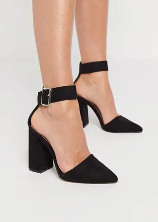 Черные туфли на блочном каблуке Qupid-Черный цвет