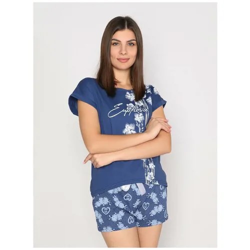 Комплект Style Margo, футболка, шорты, размер 44, синий