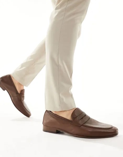 Коричневые кожаные лоферы Walk London Capri